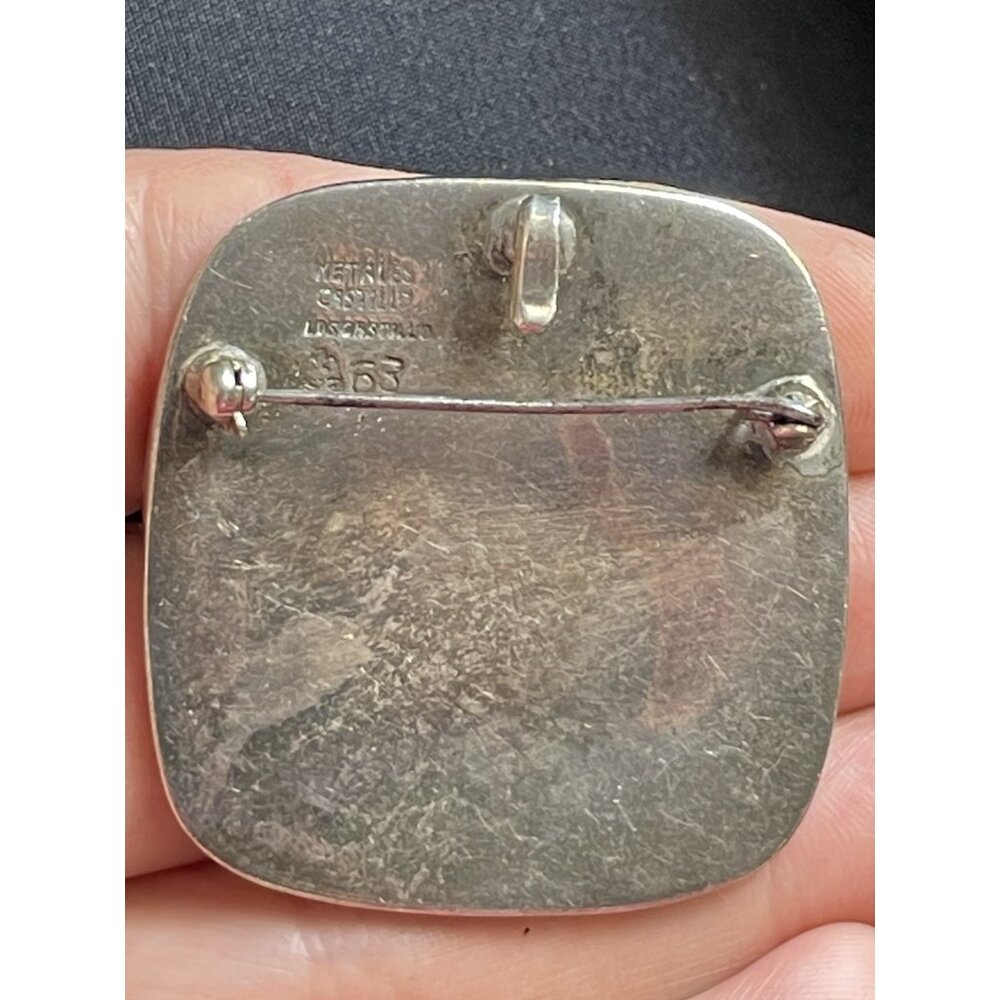 Los Castillo Sterling Silver Mixed Metals Parrot Pendant Brooch Signed 63 - Picture 6 of 14